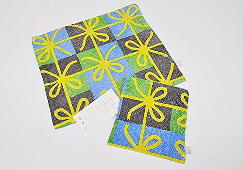 Katoman H2534 Hana Checkered Hizuna Pouch, Happy Blue, L Size